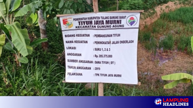 Alokasi Dana Desa Tiyuh Jaya Murni Disinyalir Tidak Transparan Dan Pengerjaan Underlah Asal Jadi
