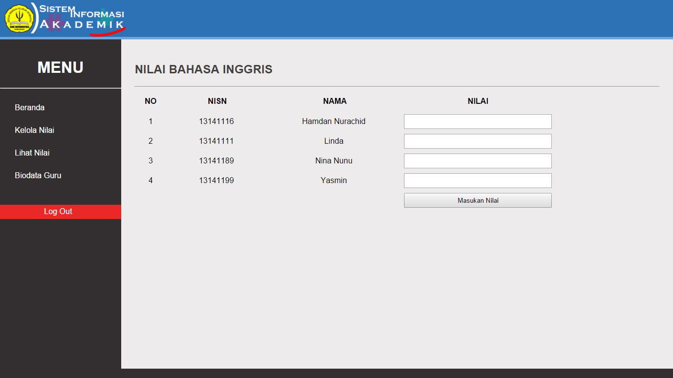 CONTOH TAMPILAN WEB PENILAIAN SISWA  nurachid.com