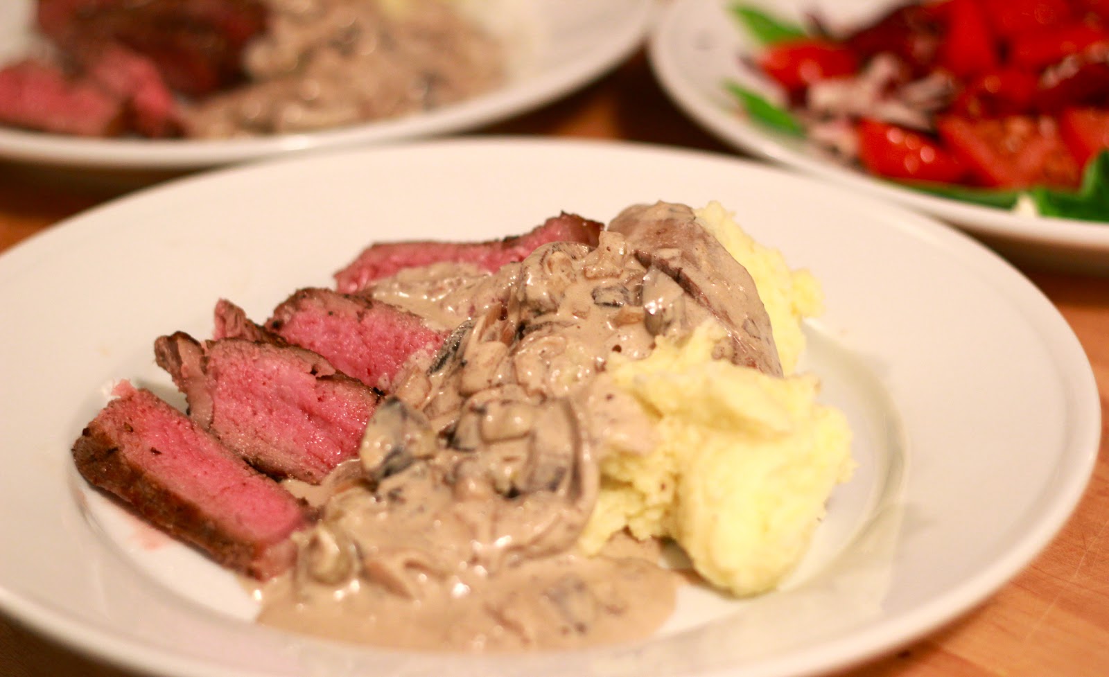 Jenny Steffens Hobick: Steak with Wine Shallot Mushroom Cream Sauce  Mashed Potatoes