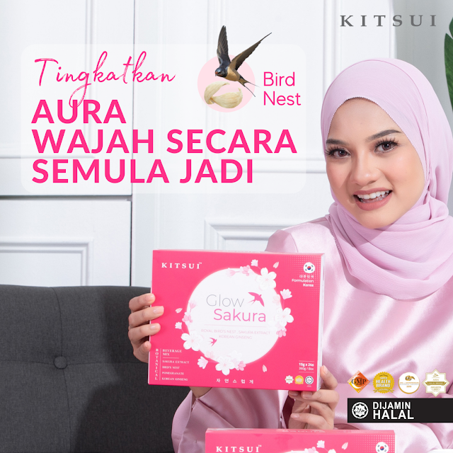 Kitsui Glow Sakura Sarang Burung Walit, Tingkatkan Aura Wajah Secara Semulajadi dengan Formulasi dari Korea, kitsui glow sakura, kitsui glow sakura review, kitsui Malaysia, kejelitaan kulit bermula dari dalaman, kitsui Korean whitie, produk kitsui untuk kurus dan putih, kitsui Korean white side effect, kitsui Korean white review, produk kitsui bahaya, pantang larang kitsui Korean white, kitsui Korean white review Malaysia, kitsui Korean white and tomato review, jdt blogger, kitsui bird nest, kitsui product, kitsui review, kitsui malaysia review, kitsui malaysia testimoni, kitsui watsons Malaysia, kitsui new launch, kitsui glow sakura sarang burung walit, kitsui glow sakura royal bird nest