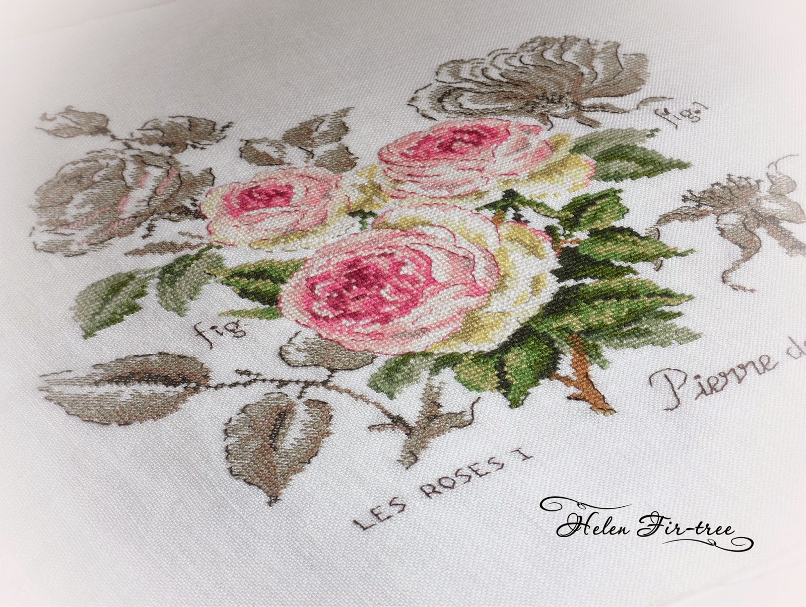 Helen Fir-tree вышивка крестом розы V. Enginger stitch roses  V. Enginger
