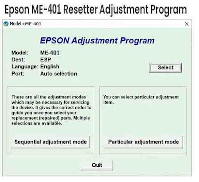 Epson ME-401 Resetter Adjustment Program Tool Free Download