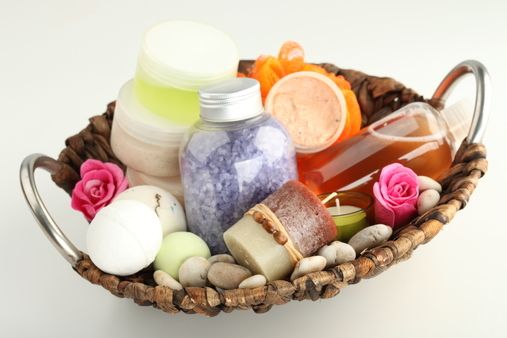 produtos de beleza do spa caseiro, sais de banho