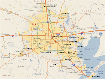 Road map of Houston Texas