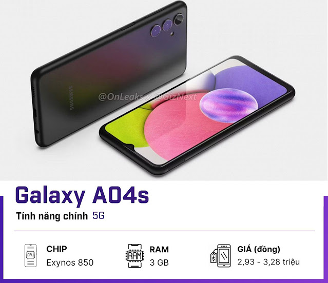 Hình ảnh rò rỉ về Samsung Galaxy A04S (Nguồn: Vật Vờ)