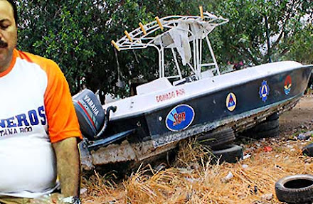 El estilo Ricalde: arrumban única lancha de rescate de Cancún en cementerio de patrullas en vez de repararla