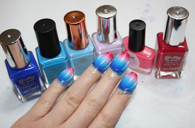 Blue to Pink Gradient Nail Art