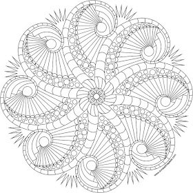 Rosemary's Jewels 2- octopus mandala to color available in jpg and transparent png versions.