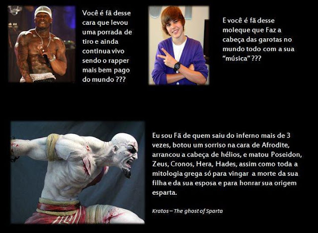 fa,diversao,kratos,50cent,diversao,humor,justinbieber,xupimgole