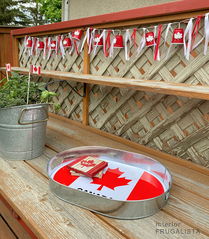 An easy Canada Day banner dollar store craft.