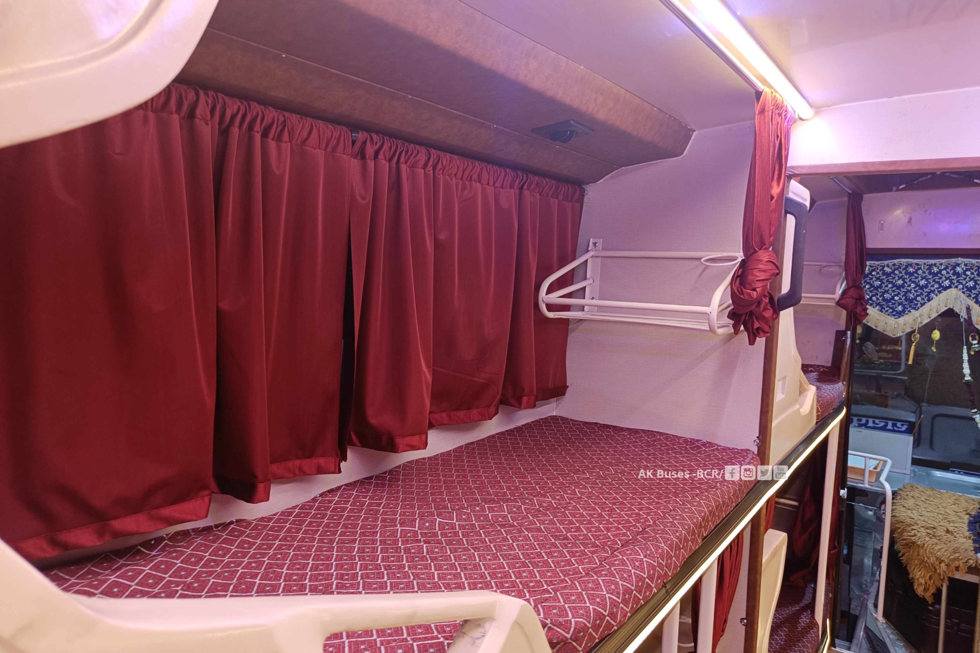 Kanker Roadways New Eicher 13.5m bus interior single sleeper