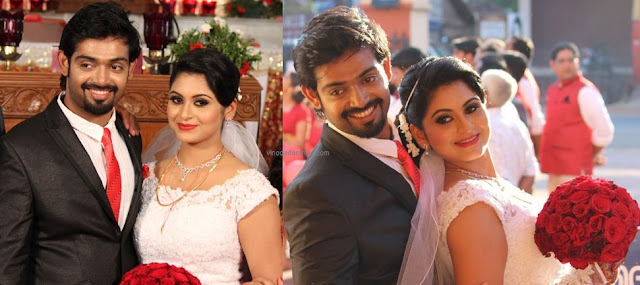 Actress Sruthi Lekshmi and Avin Anto during their wedding