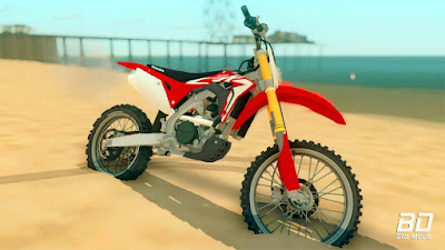 Download do mod da moto Honda CRF450R 2019 para o jogo GTA San Andreas PC,Você pode baixar esse mod de graça.