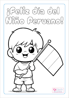 Día del Niño Peruano niño con bandera peruana