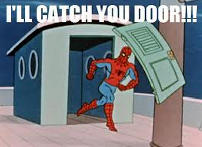 Spiderman meme catch door