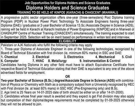 Job Opportunities for Diploma Holders and Science Graduates II Kinpoe