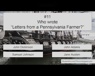 Who wrote  “Letters from a Pennsylvania Farmer?” Answer choices include: John Dickinson, John Adams, Samuel Johnson, Jane Austen