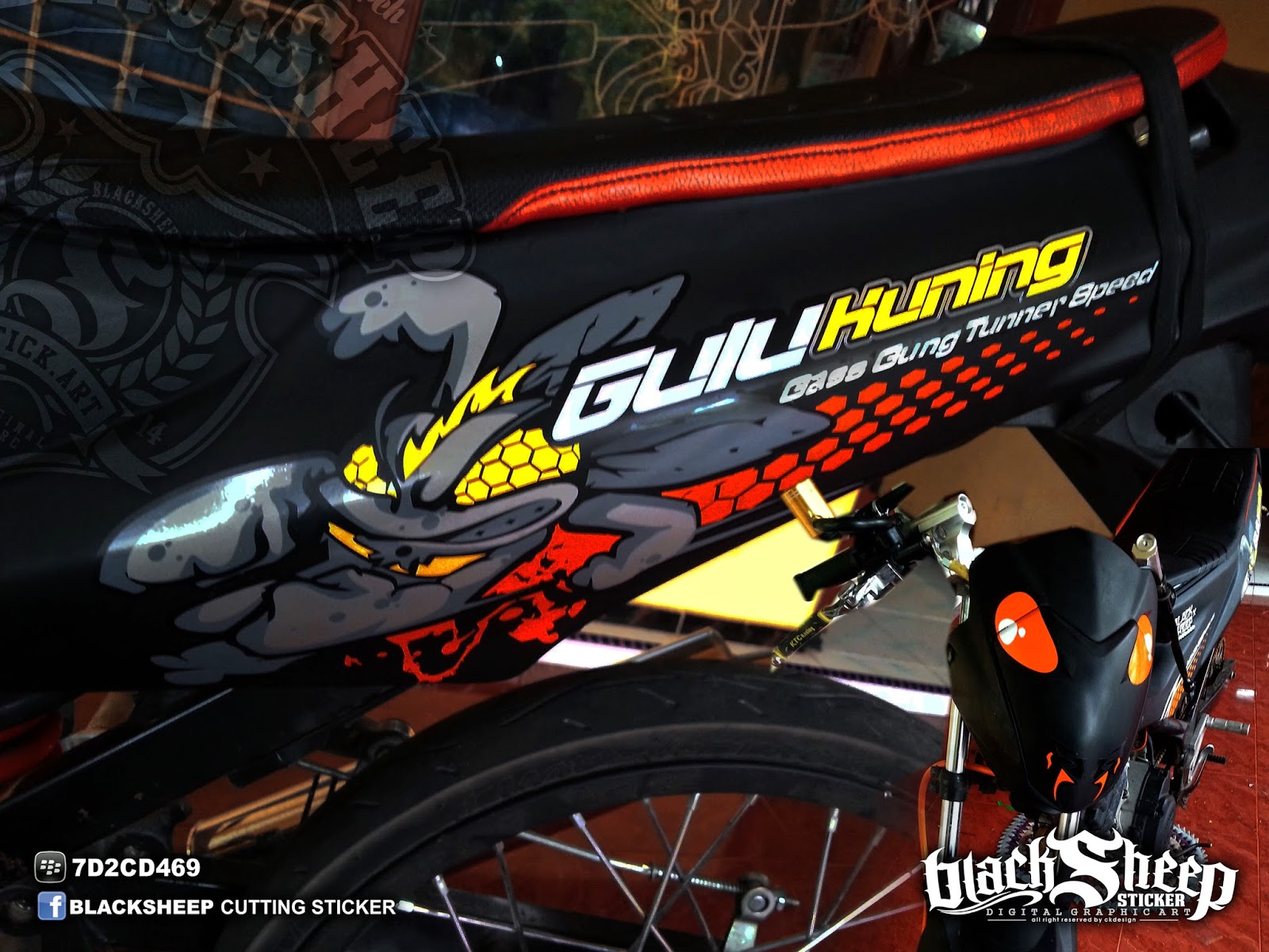 Satria F150 Gulu Kuning Custom Cutting Sticker BlackSheep Sticker