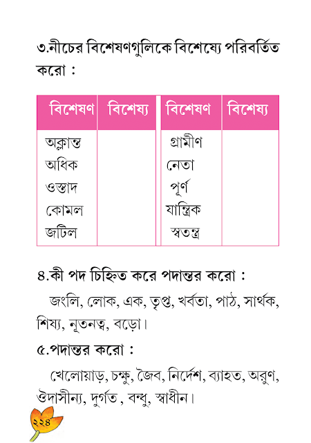 পদান্তর | সপ্তম অধ্যায় | ষষ্ঠ শ্রেণীর বাংলা ব্যাকরণ ভাষাচর্চা | WB Class 6 Bengali Grammar