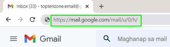 editing gmail url to mail.google.com.mail/u/0/h/
