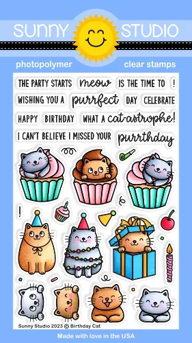 Sunny Studio Blog: Introducing Birthday Cat 4x6 Clear Photopolymer Stamp Set