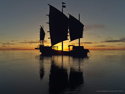 Ship and Sunrise wallpaper