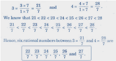 six rational numbers between 3 and 4