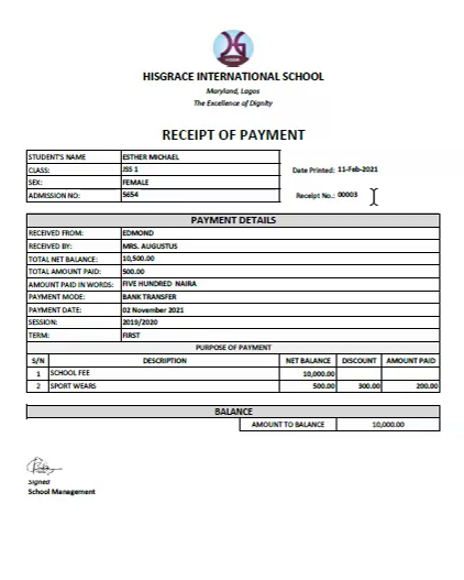 school bill management sofware fees payment