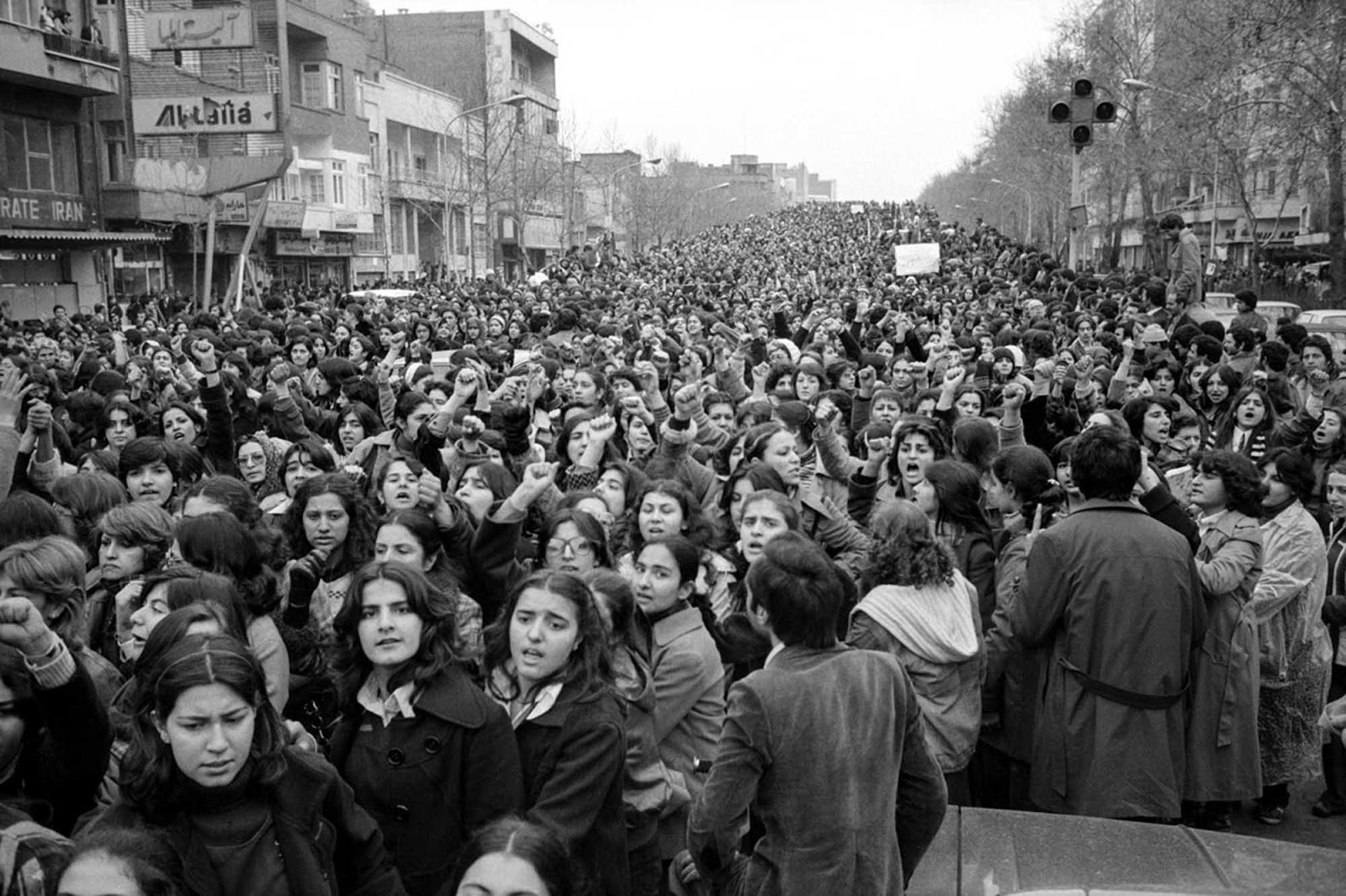 Women protesting forced hijab days after the Iranian 