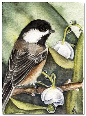 chickadee watercolour painting