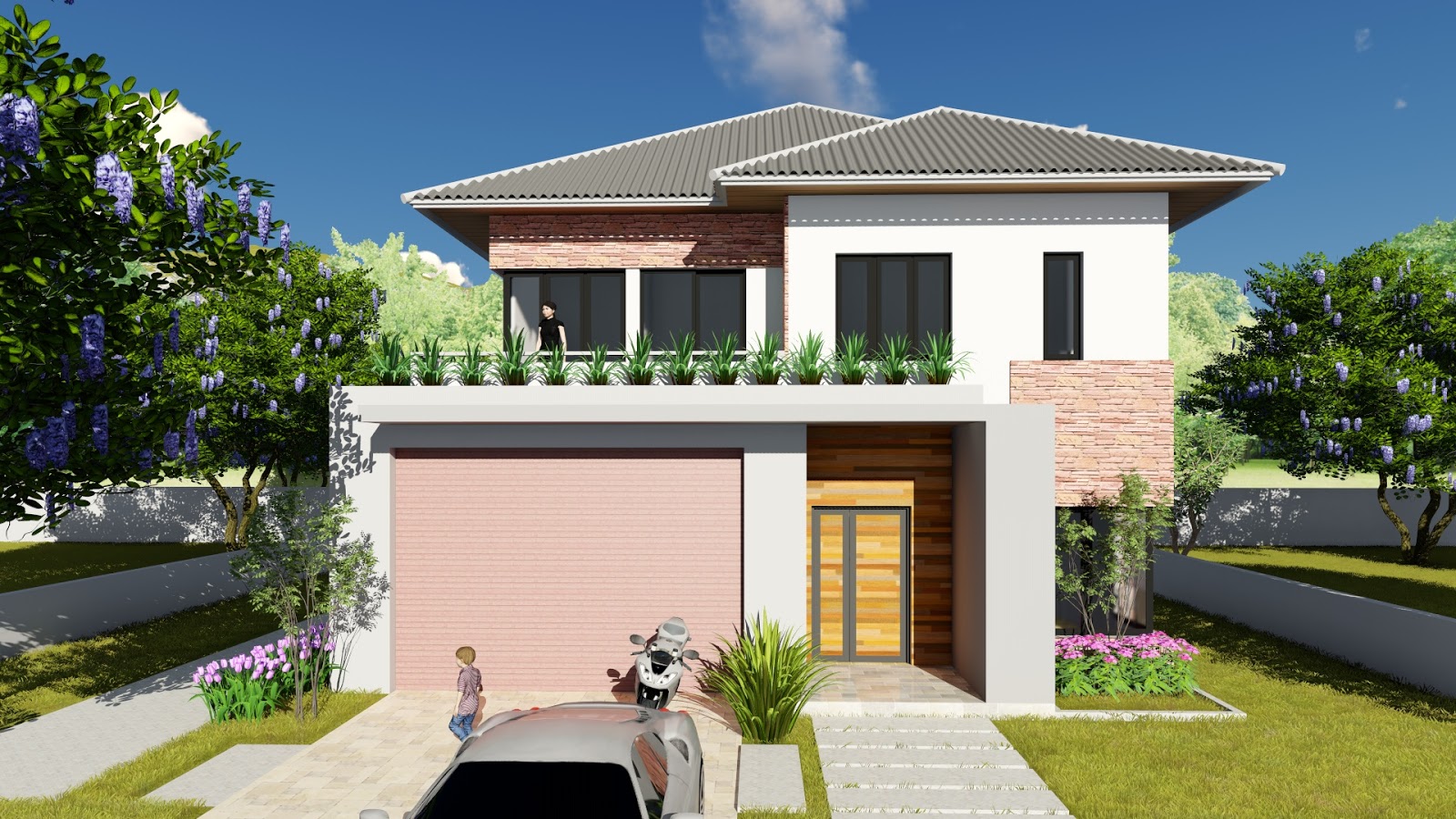 Sketchup  Villa Design  11x13m Two Stories House  with 3 