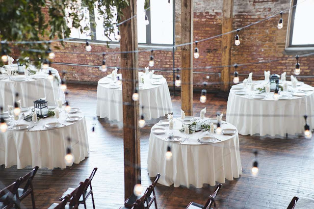 String Lights hanging in a circular pattern at The Greenpoint Loft (Brooklyn, NY)