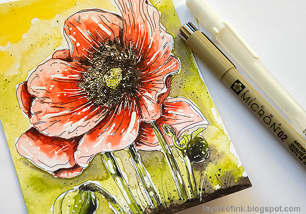 Layers of ink - Poppy Watercolor Tutorial by Anna-Karin Evaldsson.