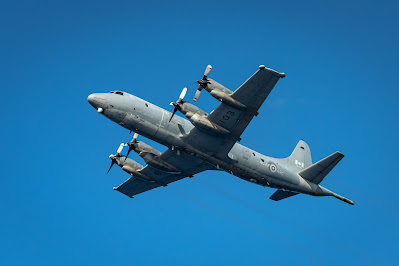 A CP-140 Aurora aircraft, call sign Demon 02, patrols the Mediterranean Sea to help build maritime situational awareness in associated support of NATO’s Operation SEA GUARDIAN on April 11, 2022.     Please credit: Corporal Braden Trudeau, Canadian Armed Forces photo