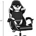 YSSOA Backrest and Seat Height Adjustable Swivel Recliner Racing Office Computer Ergonomic Video Game Chair  Without footrest Black/White