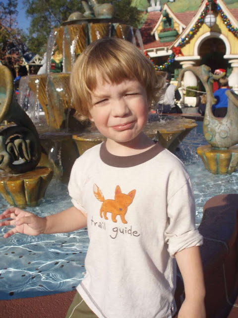 James in Toon Town - at the Fountain, age 2