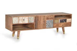 Mueble bajo tv diseño original en madera maciza