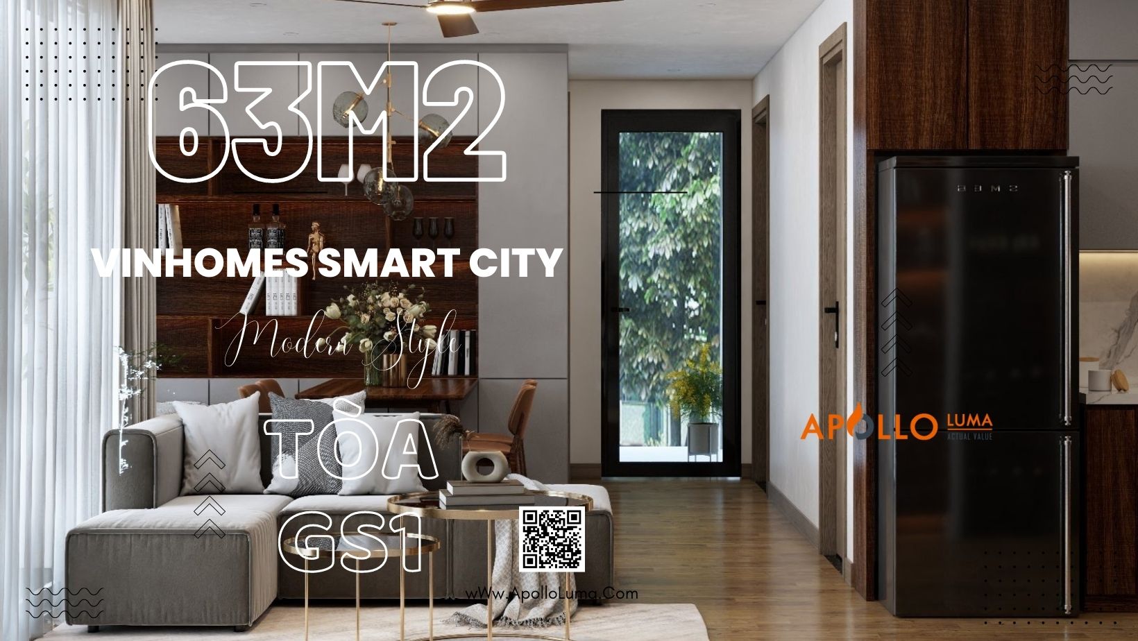 Phương án thiết kế nội thất căn hộ 64m2 tòa GS1 Vinhomes Smart City