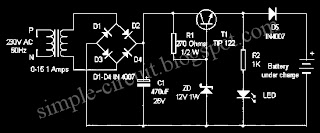 Simple Regulated Charger Circuit schematic with explanation