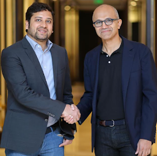 Binny Bansal, Group CEO and Co-Founder, Flipkart and Satya Nadella, CEO, Microsoft