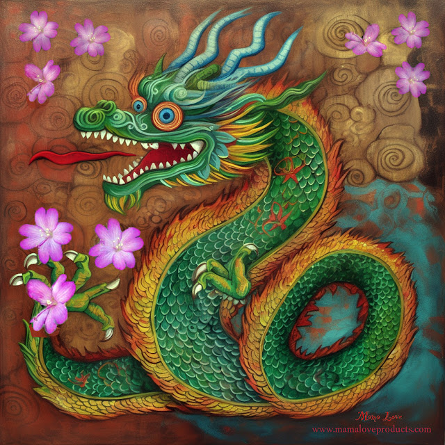Dragon with Rock Fringe Flowers