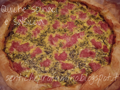 Quiche con spinaci e salsiccia