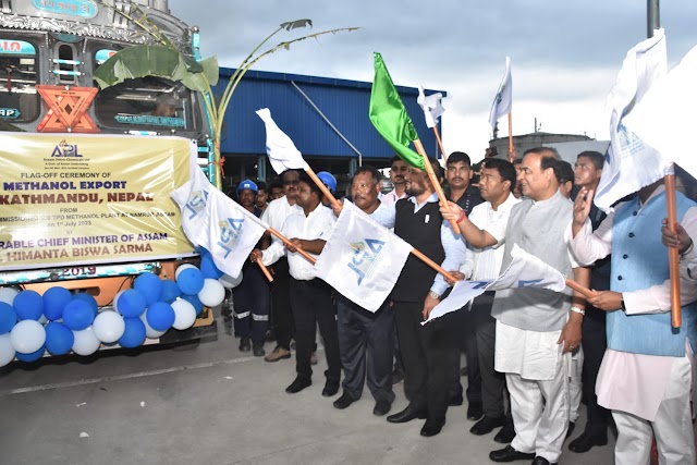 CM Dr. Sarma flags off first methanol consignment of APL to Bangladesh