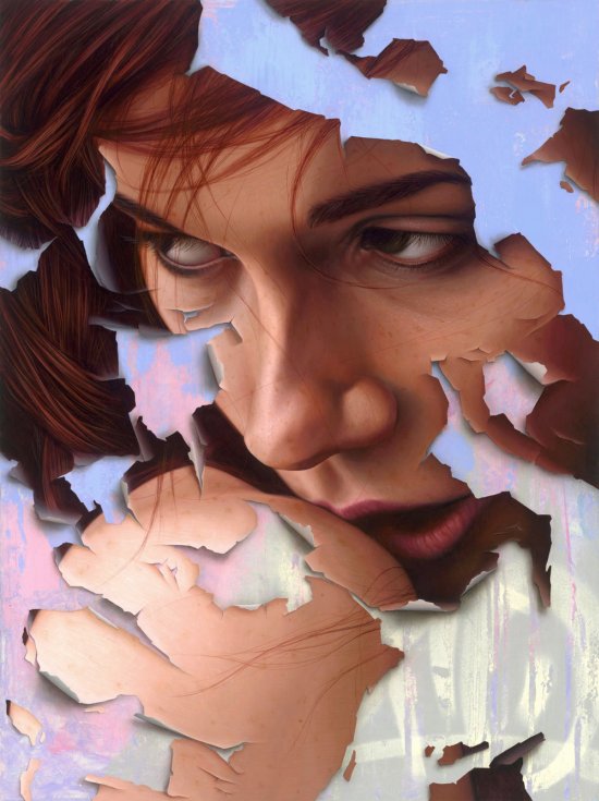 James Bullough arte pinturas murais mulheres glitches foto realistas beleza