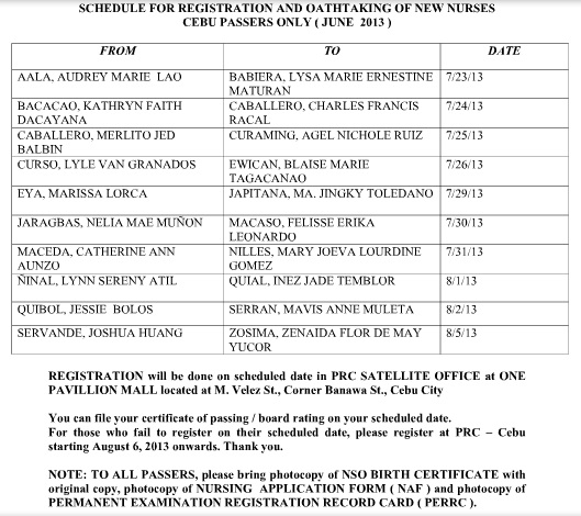 registration schedule and oathtaking June 2013 NLE passers