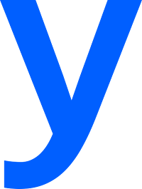 Blue lowercase Y