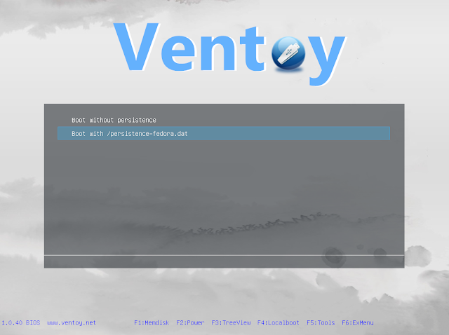 Ventoy boot Fedora with persistence