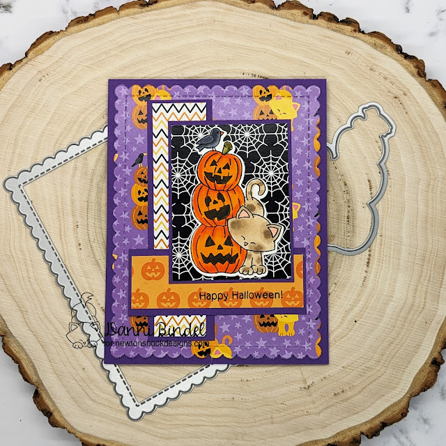 Happy Halloween by Danni features Newton's Boo-tiful Night, Halloween Meows, and Frames & Flags by Newton's Nook Designs; #inkypaws, #newtonsnook, #halloweencards, #cardmaking, #cardchallenge