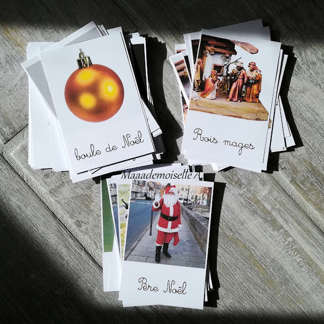 Maaademoiselle A. Shop - Cartes de nomenclature Noël, Père Noël et crèche