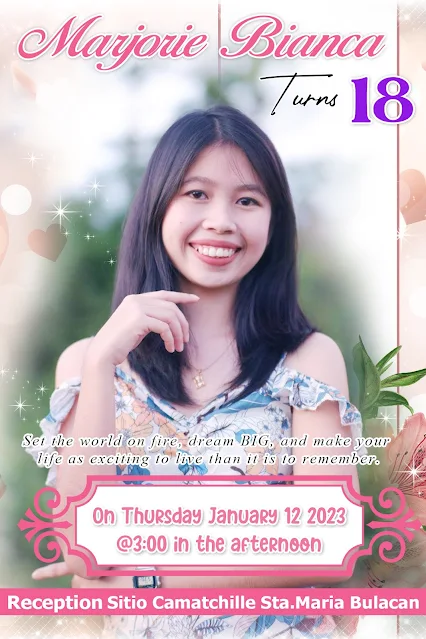 Pink Floral Invitation Template for 18th Birthday